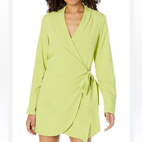 Paige Desorbo The Drop Lime Green Wrap Dress Size M - Picture 3 of 14
